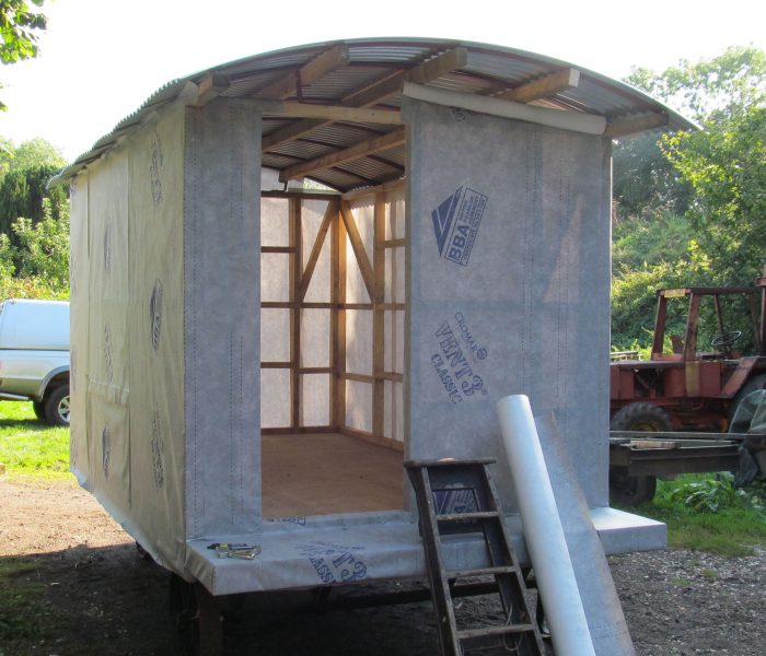 Shepherd hut waterproof membrane