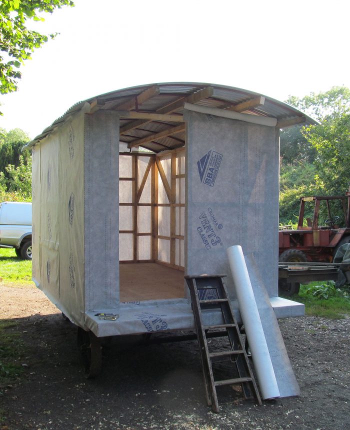 Shepherd hut waterproof membrane