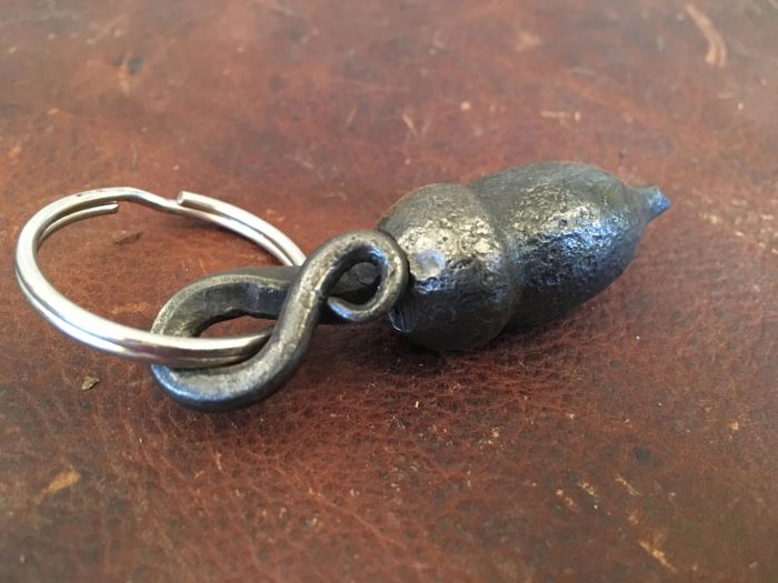 Hand forged metalwork acorn key ring