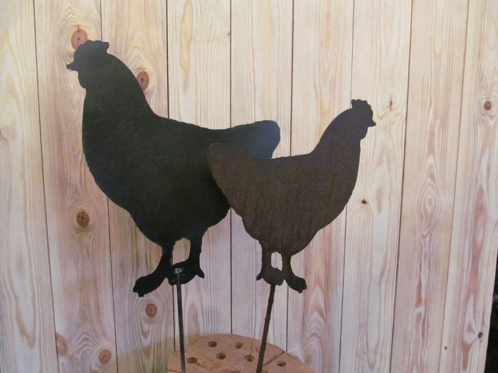 large chickens metal craft